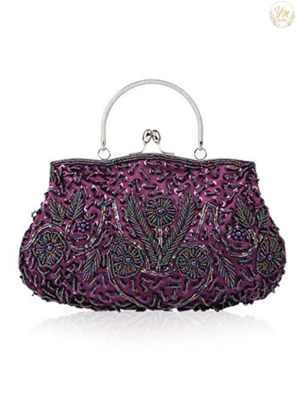 Evening Clutch Polyester Beaded Sequin Top Handle Bag with Chain
